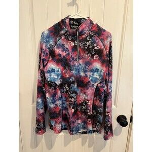 Sunice Women’s Xl Floral 1/4 Zip Pullover Active Golf Top Pink Blue Black Stretc